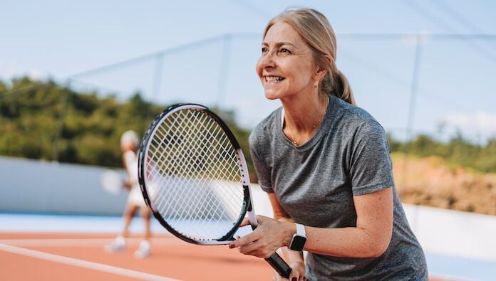 Woman playing tennis